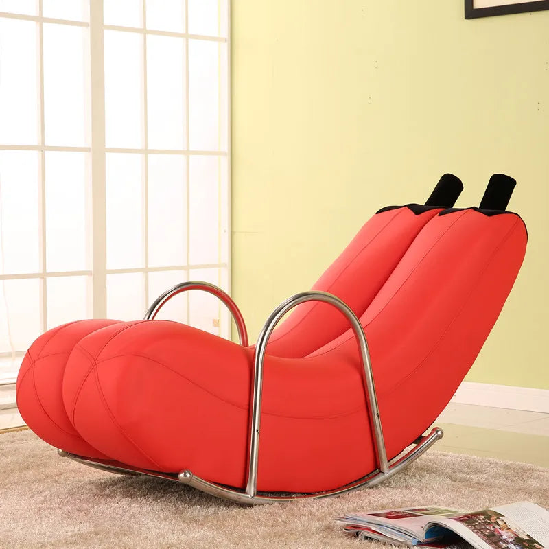 Banana Rocker Chair PU Leather Lounge Chair w/Metal Frame, Indoor Single Seater Sofa for  Comfortable Recliner Chair for Adults