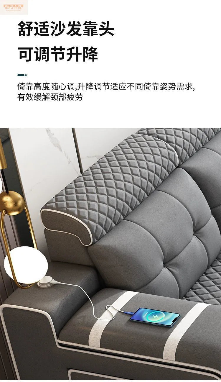 Modern leave-in multi-functional sofa, simple size, detachable and washable fabric sofa combination U-shaped sofa living room