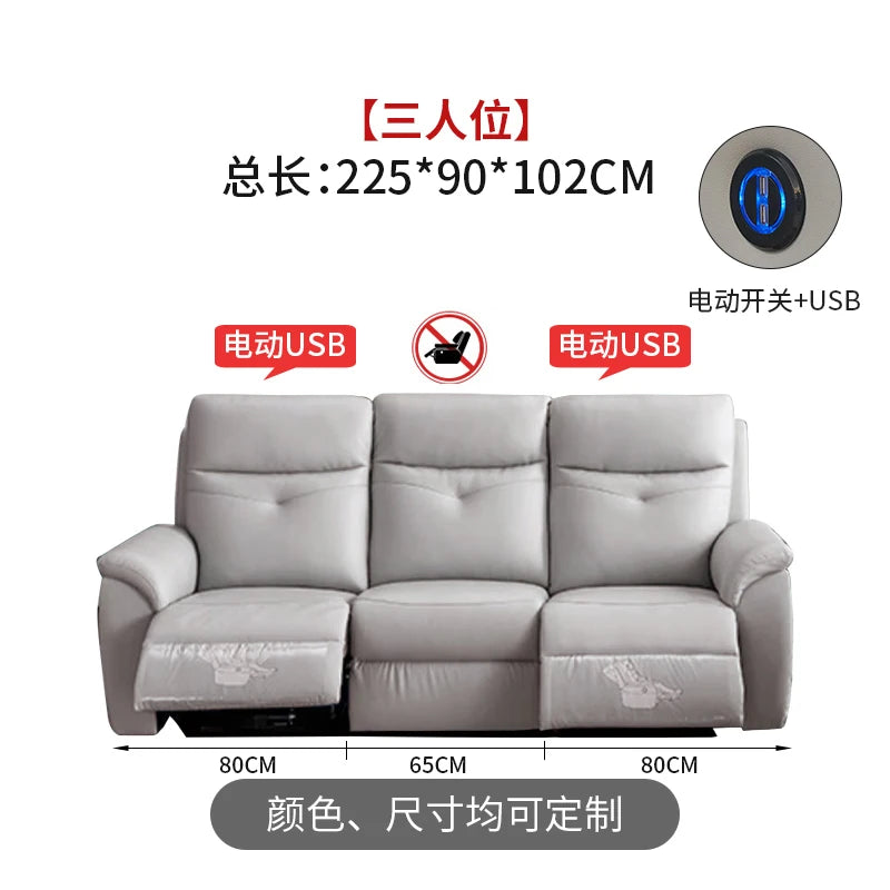 Comfort Electric Recliner Sofa Leather Sectional Genuine Retractable Combined Couch Bed Convertible Divano Letto Furnitures