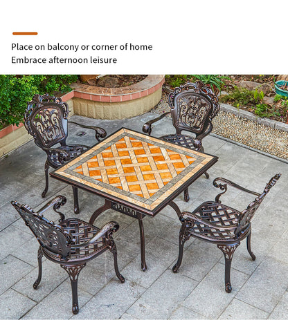 Cast Aluminum Outdoor Chair Set of 2 Beautifully Carved All Weather Patio Chairs Metal Bistro Chairs for Garden Porch Backyard