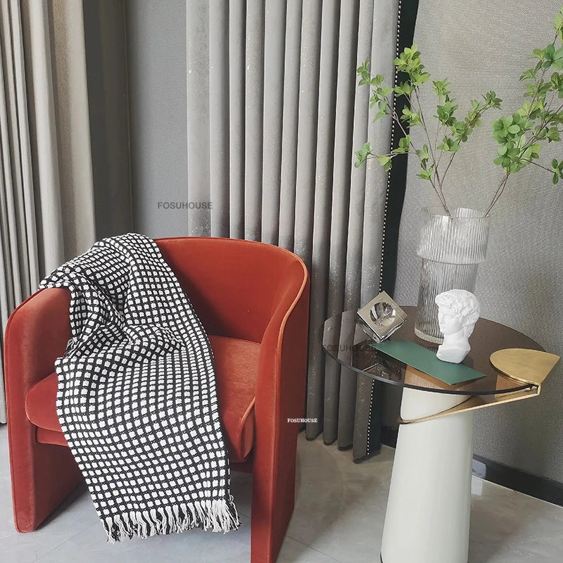 Leisure Fabric Living Room Chairs Designer Lazy Recliner French Living Room Furniture Home Balcony Coffee Shop Backrest Armchair
