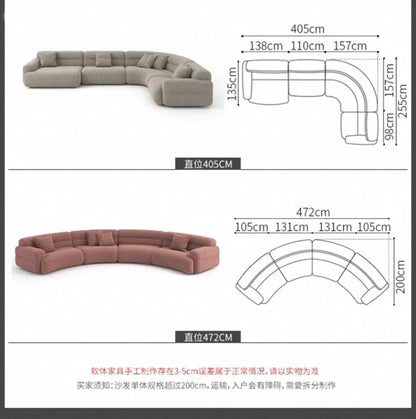 yA38 Italian minimalist corner large arc fabric combination sofa modern beauty salon size apartment