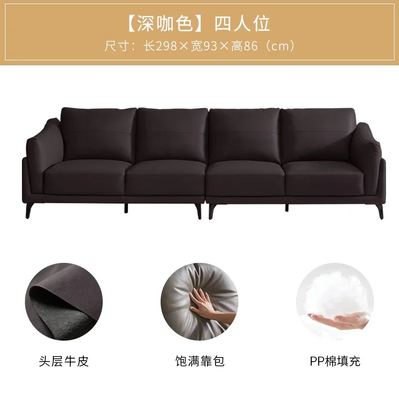 Italian simple style small apartment living room leather sofa