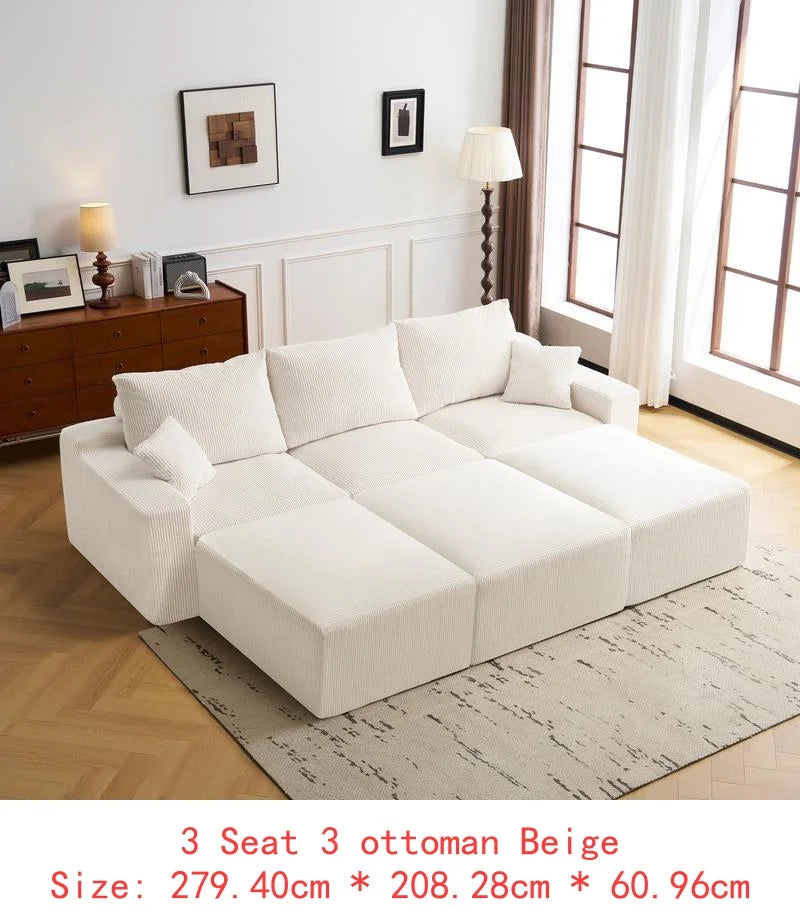 110 Inch L-Shaped Sectional Sofa, Full-Compression 3-Seat Cloud Couch with Chaise, No Assembly Needed Modular Sofa for Living