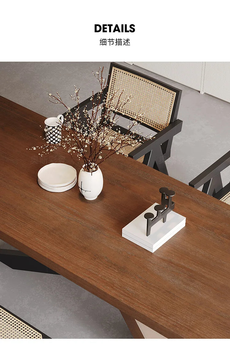 Nordic designer medium antique solid wood dining table, wabi-sabi wind home rectangular desk, living room eating table