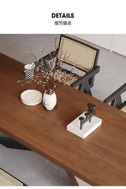Nordic designer medium antique solid wood dining table, wabi-sabi wind home rectangular desk, living room eating table