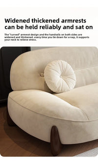 Sofa cream style, minimalist cat claw cloth leather art, small apartment living room arc sofa