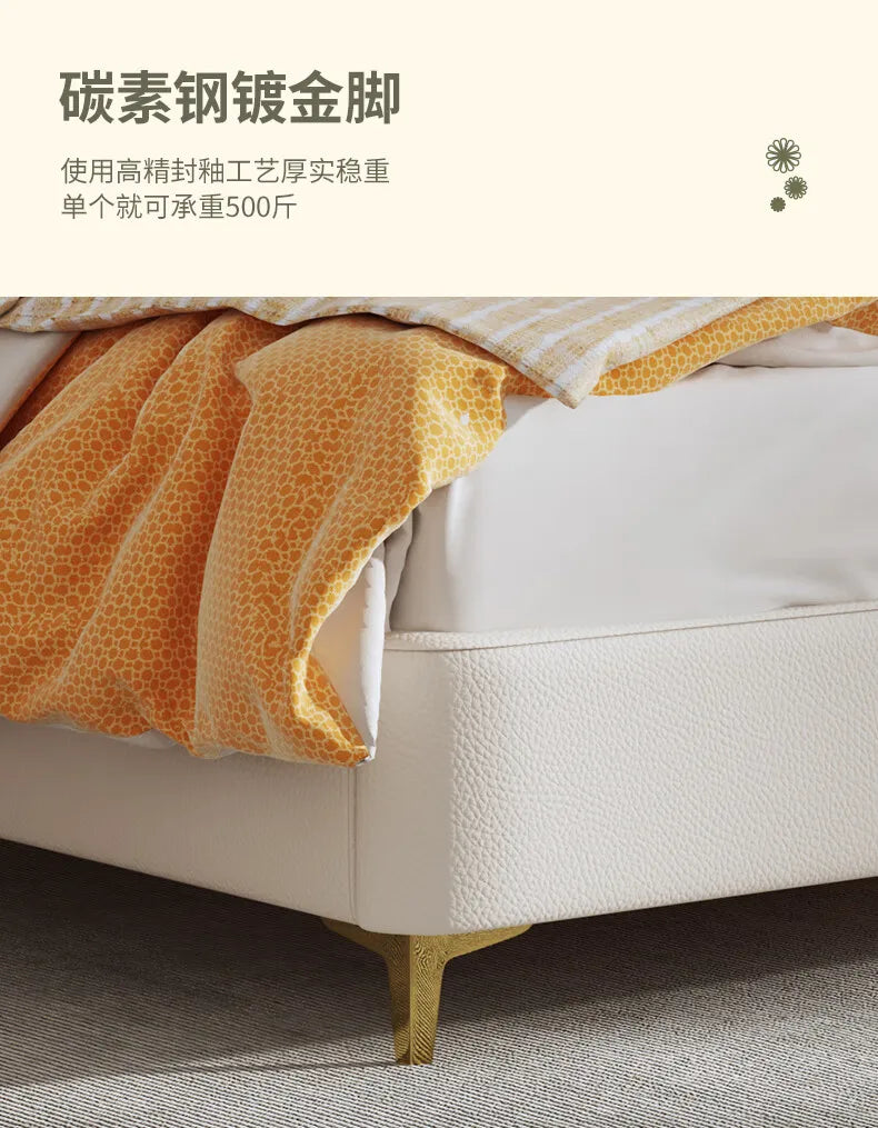 cheap Luxury Leather Princess Petal Bed with LED Lights queen bed frames 120x200cm 135x200cm 150x200cm 180x200cm Beds Furniture