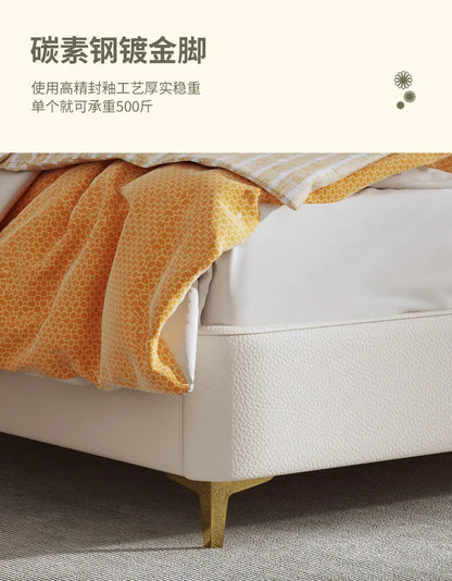 cheap Luxury Leather Princess Petal Bed with LED Lights queen bed frames 120x200cm 135x200cm 150x200cm 180x200cm Beds Furniture