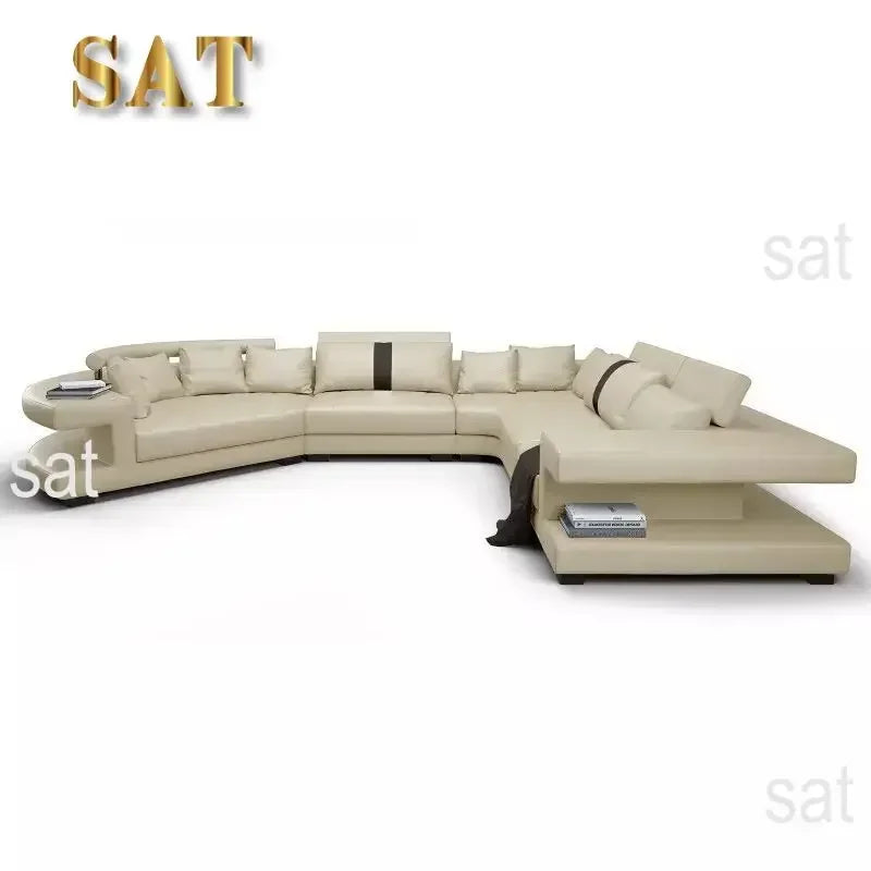 New Arrival Modern Living Room Leather Sofa, Lounge Chair, Living Room Designer Combination Sofa, U-shaped Sofa, Luxury Leather