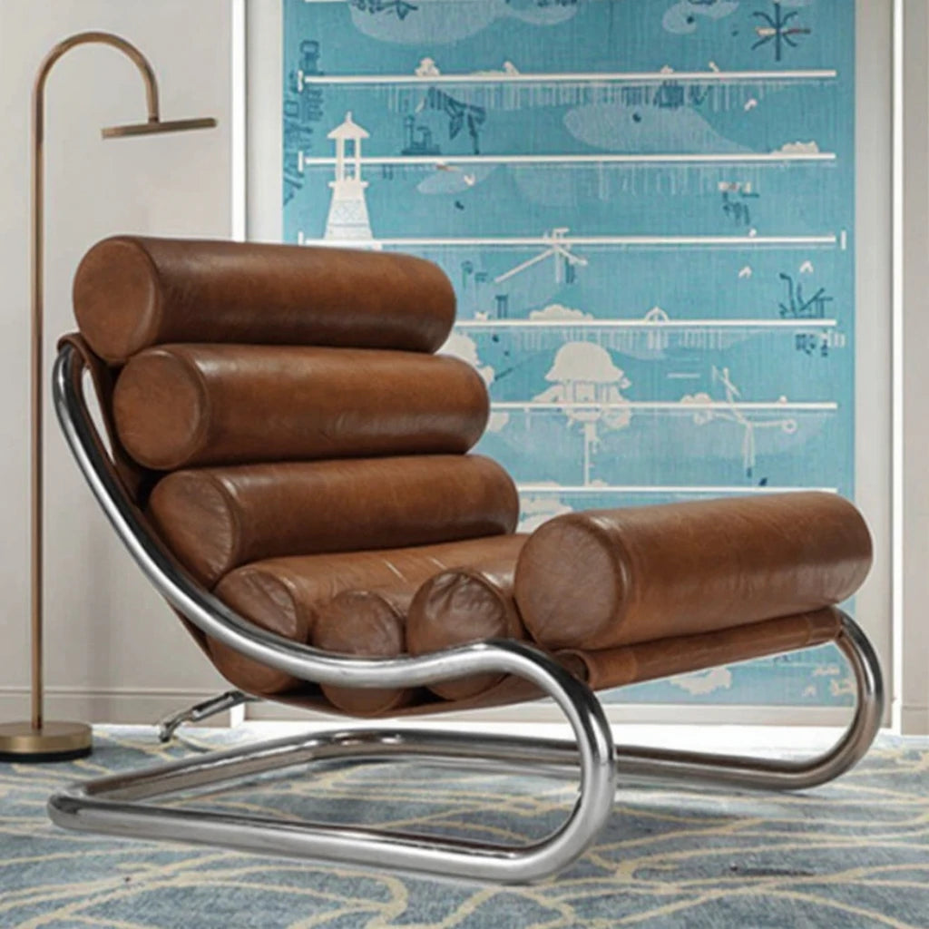 Italian Genuine Leather Recliner Chair Minimalist Living Room Furniture for Home Hotel