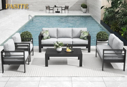 5 Pieces Modern Aluminum Patio Furniture