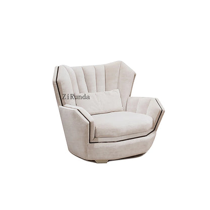 High-quality luxury white modern sofa with solid wood frame and metal, suitable for home or villa furniture