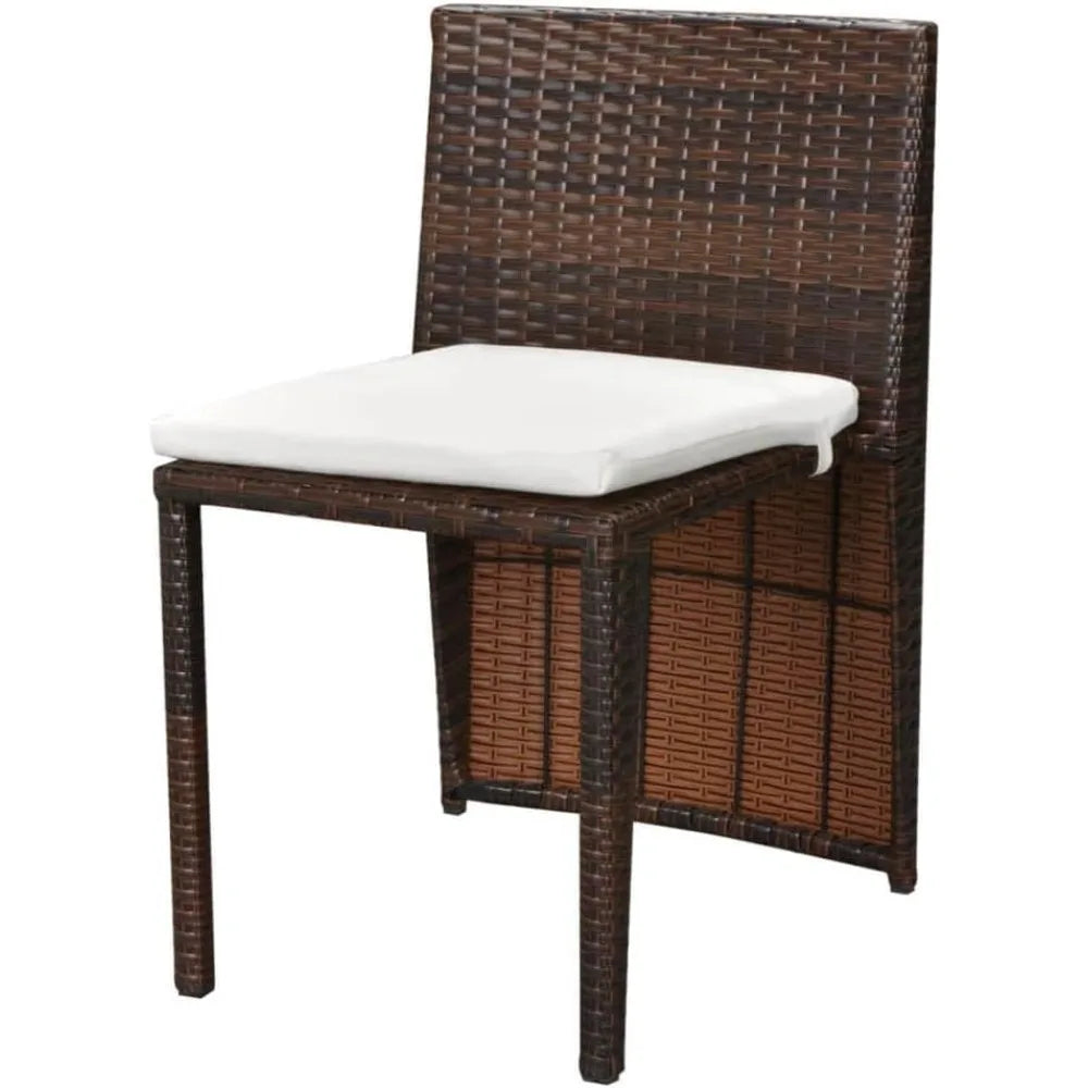 3 Piece Outdoor Bistro Set with Cushions-Poly Rattan Brown-Includes 1 Table and 2 Chairs-Compact Design for Balcony, Patio