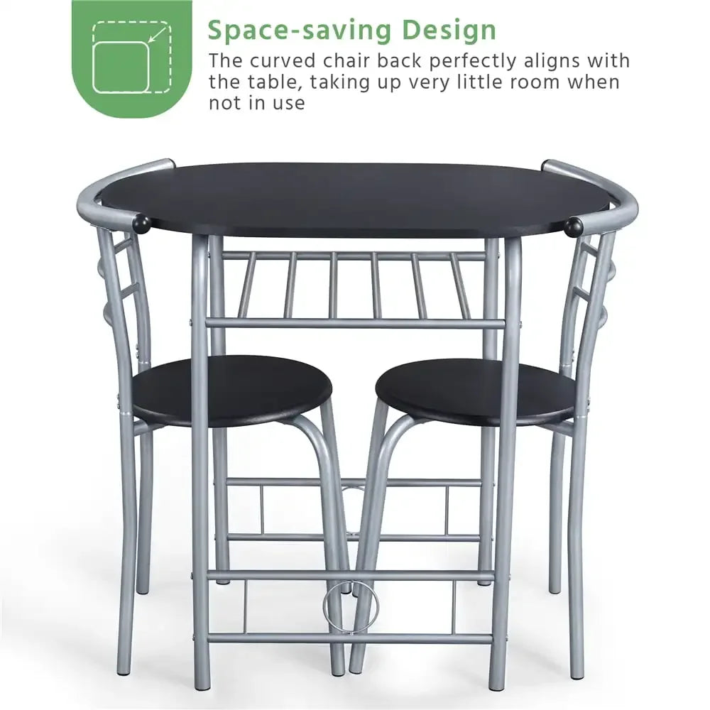 Alden Design Modern Dining Set 3pcs round Table And 2 Chairs Multiple Colors Available for Kitchen Room Furniture