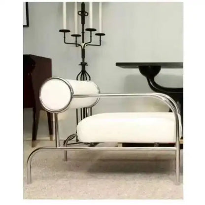 Furniture Living Room Chairs Stainless Steel Single Sofa Recliner European Living Room Nordic Home Fabric Leisure Back Armchair