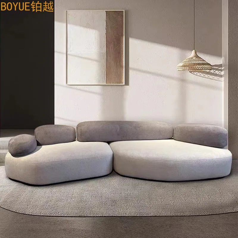 Italian minimalist pebble flat sofa modern minimalist combination colorful fabric module large flat sofa