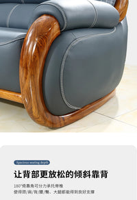 FY Ebony Wood Genuine Leather Sofa Solid Wood Sofa Living Room New Model
