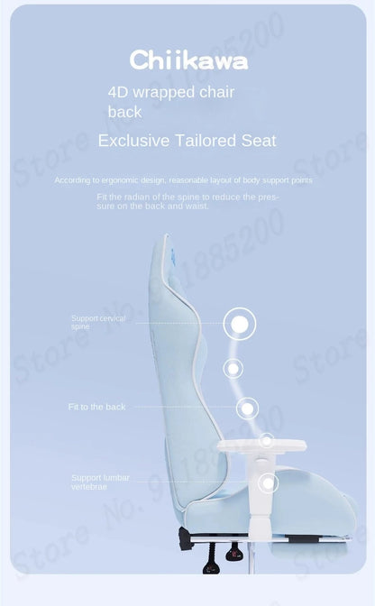 Pink Cute Gaming Chair Ergonomic Internet Celebrity Live Broadcast Computer Chair Home Office Lifting Rotating Reclining Seat