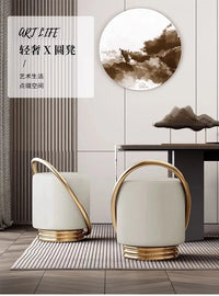 Dressing Table, Stool, Home Living Room Coffee Table, Simple Bedroom Makeup Sofa, Nordic Modern Light Luxury Round Dressing