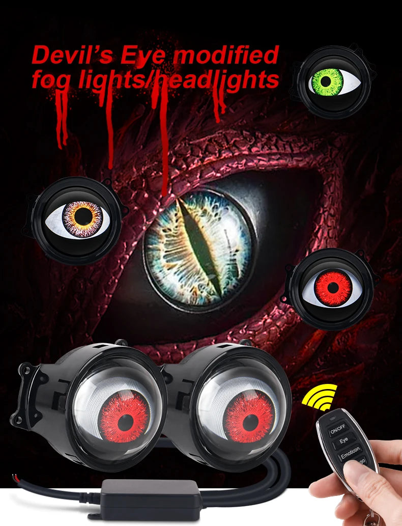 Cool Decoration Dynamic LED Car Headlights Devil Eye LED Car Light Headlight Assembly Modified Eagle Eye Light Cars Accessories