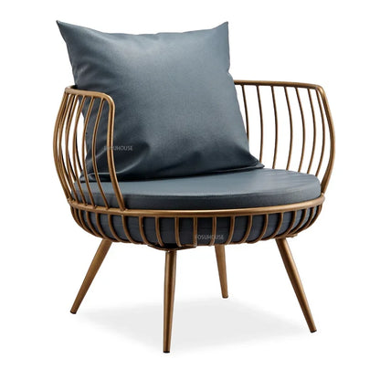 Living Room Furniture Bedroom Light Luxury Minimalist Single Sofa Chair Lounge Chair Nordic Wrought Iron Living Room Chairs