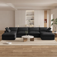 Cloud Modular Sectional Sofa with 2 Storage Ottomans 160.6" Down Filled Comfort U Shaped Sofa Minimalist Wide Deep Seat Couch