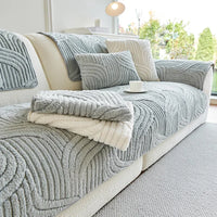 1PC Wave Striped Sofa Cover Solid Color Thicken Plush Sofa Towel Covers Non-slip Couch Slipcovers Sofa Mat for Living Room