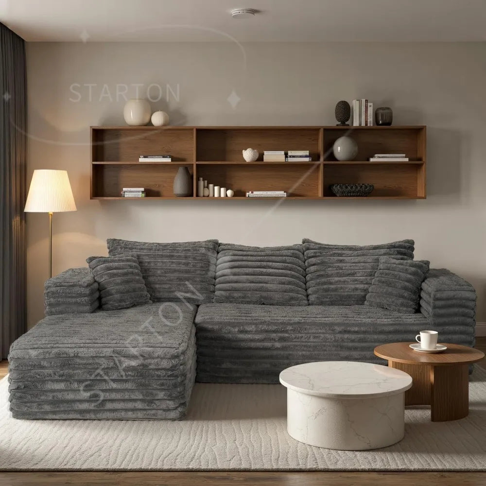 Couch with L-Shape Chaise,Modern Modular Sofa with Deep Seat, Upholstered Couches