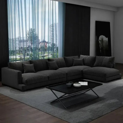 @# Modern Living Room Furniture L Shaped Sectional Sofa Set Nordic Minimalism Fabric Couch Combination 4 Seater Corner Sofa