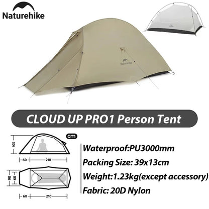 Naturehike Cloud Up Pro Tent 1 2 Person 20D Ultralight Portable Waterproof Camping Tent Outdoor Hiking Travel Backpacking Tent
