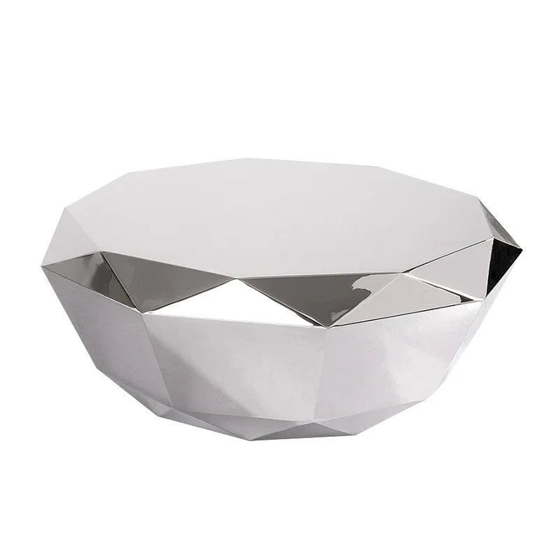 Modern Living Room Furniture Luxury Gold/silver Stainless Steel Coffee Table Mirrored Creative Diamond Shape Coffee Table Design
