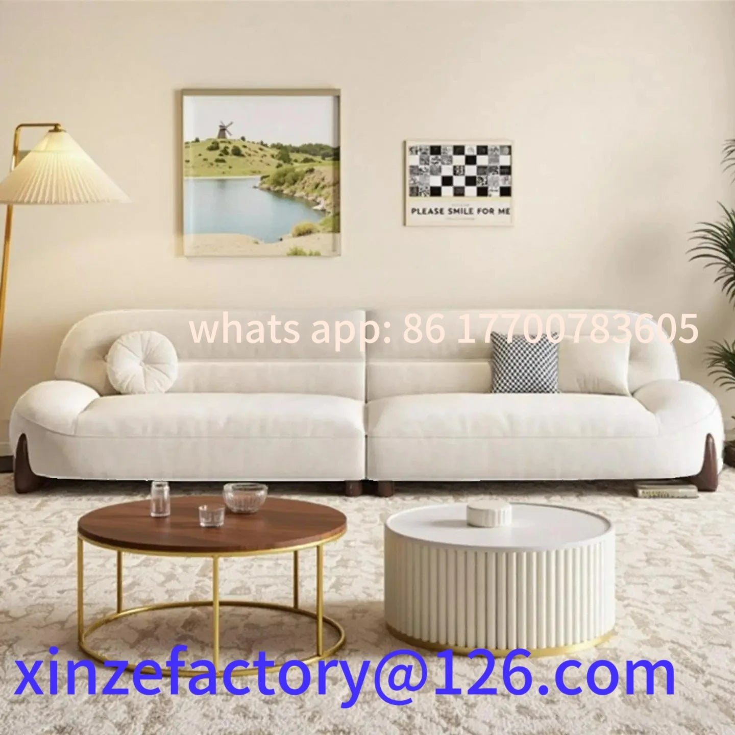 Customizable LXC modern minimalist cloud skin-friendly flannel small apartment living room straight row light luxury sofa