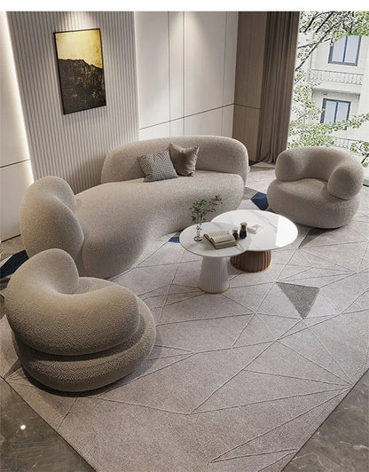 Nordic Simple Fabric Curved Living Room Sofas for Home Furniture Modern Luxury Lambswool Sofa Clothing Store Creative Sofa w