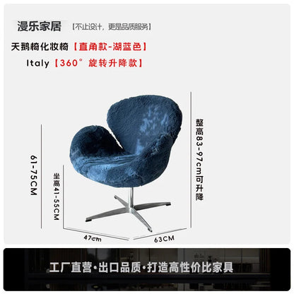 Swan Chair Vanity Chair - Luxury Elegant Makeup Chair for Women, Suitable for Cloakroom, Bedroom Dressing Table & Living
