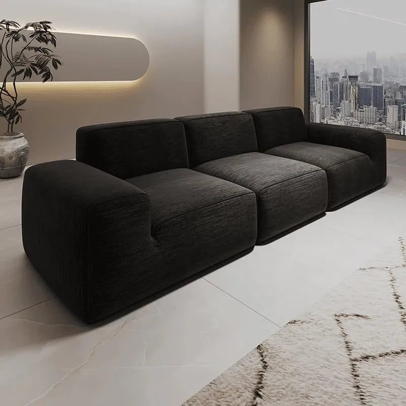 Simple Style Vacuum Compression Living Room Sofa Light Luxury Furniture Corduroy Sponge Filling Multi-Person Sofa Customization