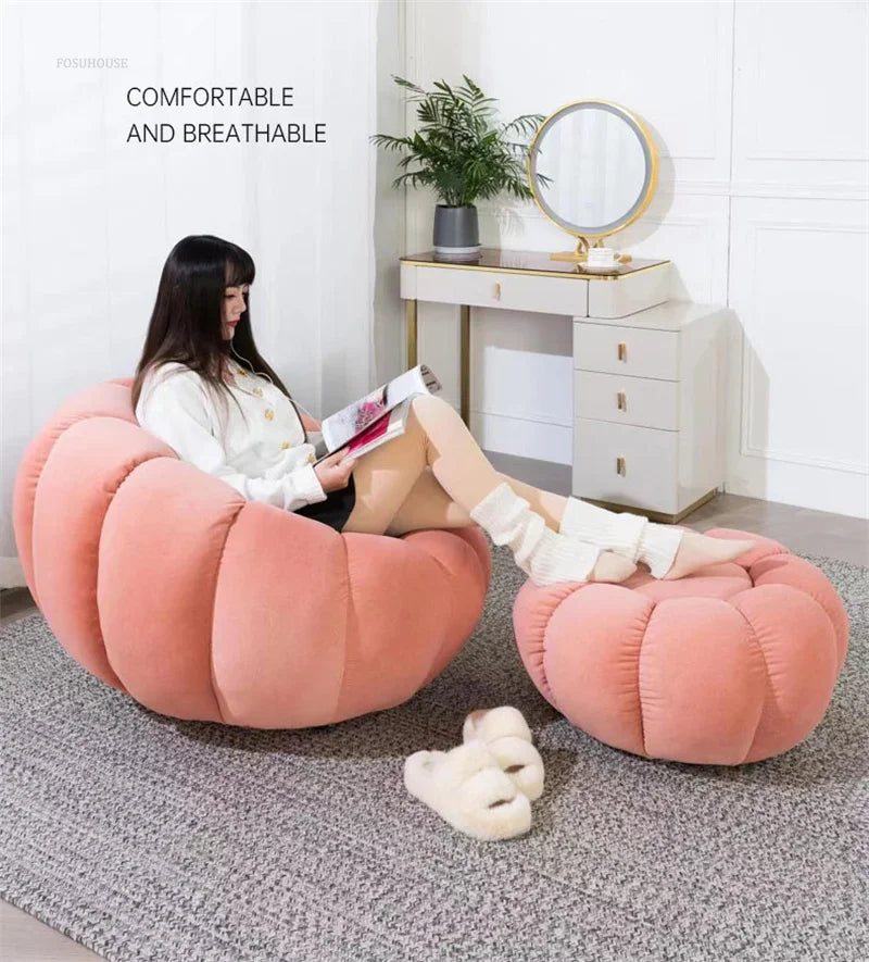 Modern Living Room Sofa Lambswool Pumpkin Sofa Chair Creative Home Balcony Swivel Lounge Chair Fitting Room Bedroom Single Sofas