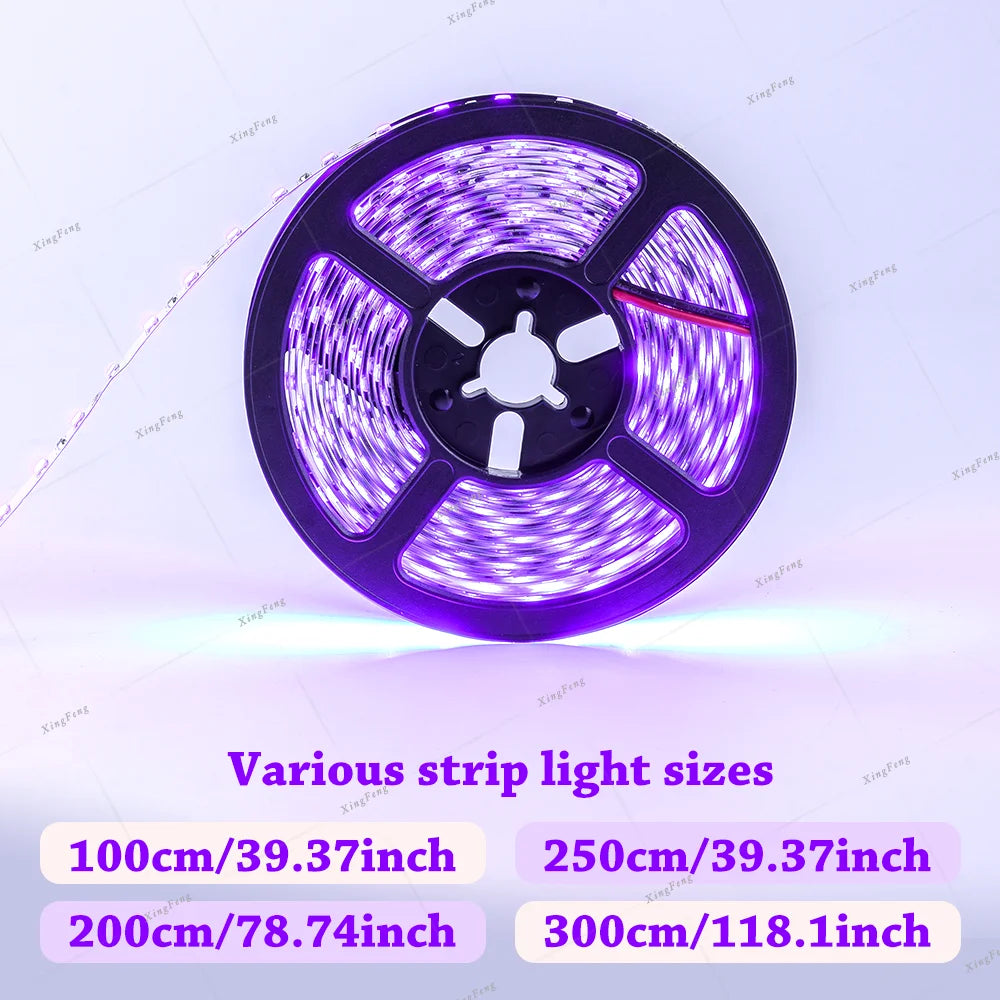 1-12m UV black strip light,DC 5V,USB plug,385-400nm,60 LED/m,lighting painting,luminous party,fluorescent poster,living room