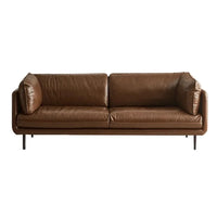 Retro oil wax leather sofa down large living room Nordic simple medium and ancient style straight row leather art sofa