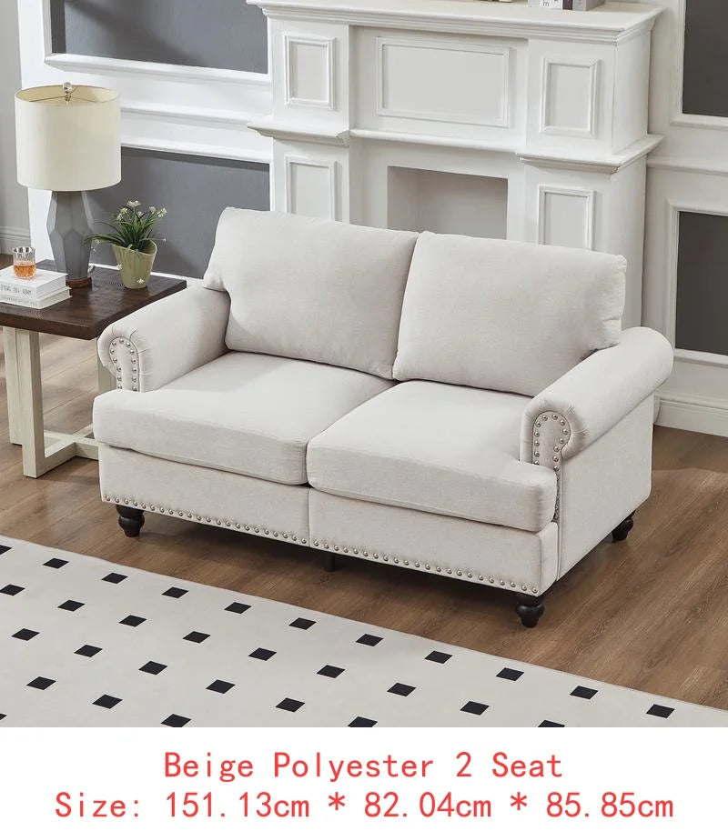 Modern Classic Design 2+3 Seater Loveseat & Sofa Leather Couch, Upholstered Imitation Cowhide Leather in Brown