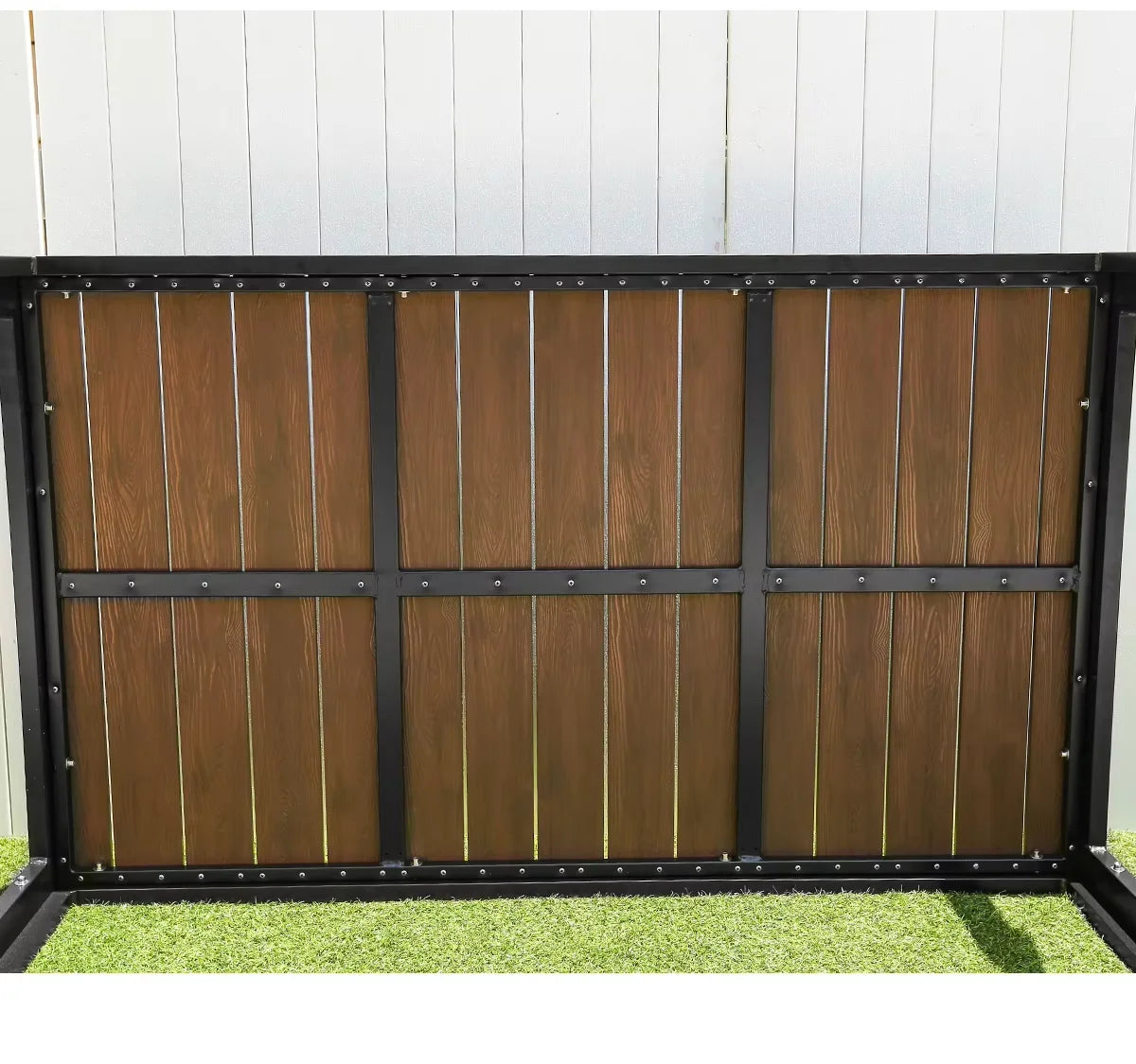 Metal Backyard Table Outdoor Table Garden Table Large 150cm Patio Table Wood-plastic Waterproof Table Room Kitchen Hotel Terrace