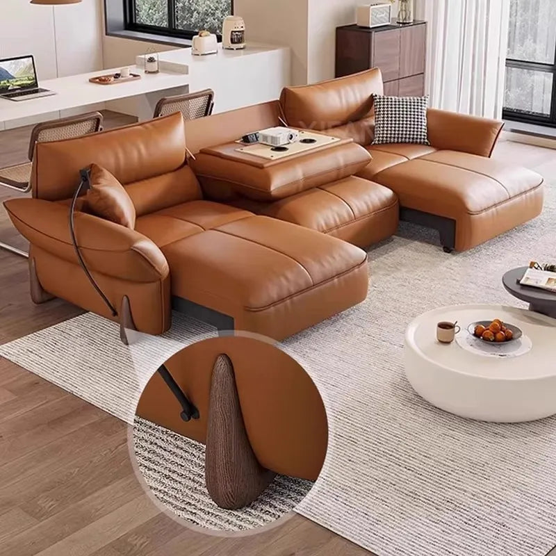 Relaxing Genuine Leather Sofa Living Room Electric Reclining Italian Sofa Lounge Luxury Divano Soggiorno Furniture Home