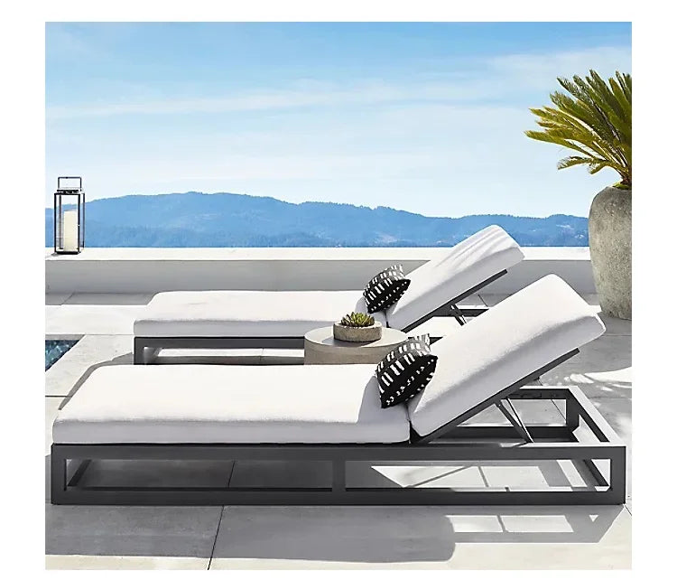 Nordic outdoor double sofa high-end teak villa hotel courtyard garden
