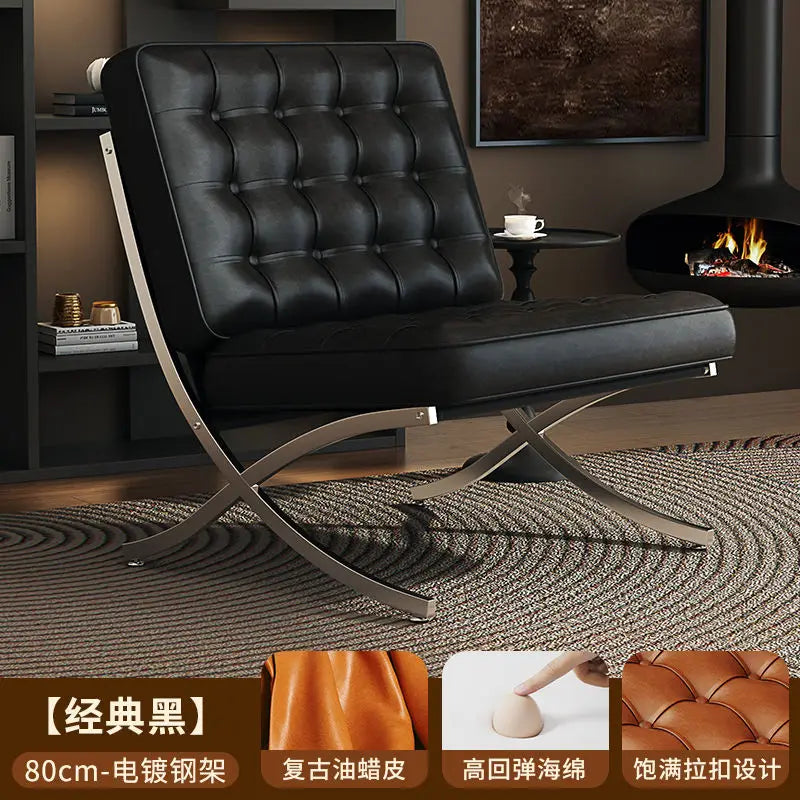 Black Metal Living Room Chairs Balcony Throne Relax Reading Modern Room Decor Fashion Chairs Comfortable Sillones Home Design