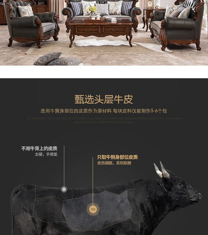 solid wood sofa simple European living room retro combination light luxury neoclassical sofa small apartment