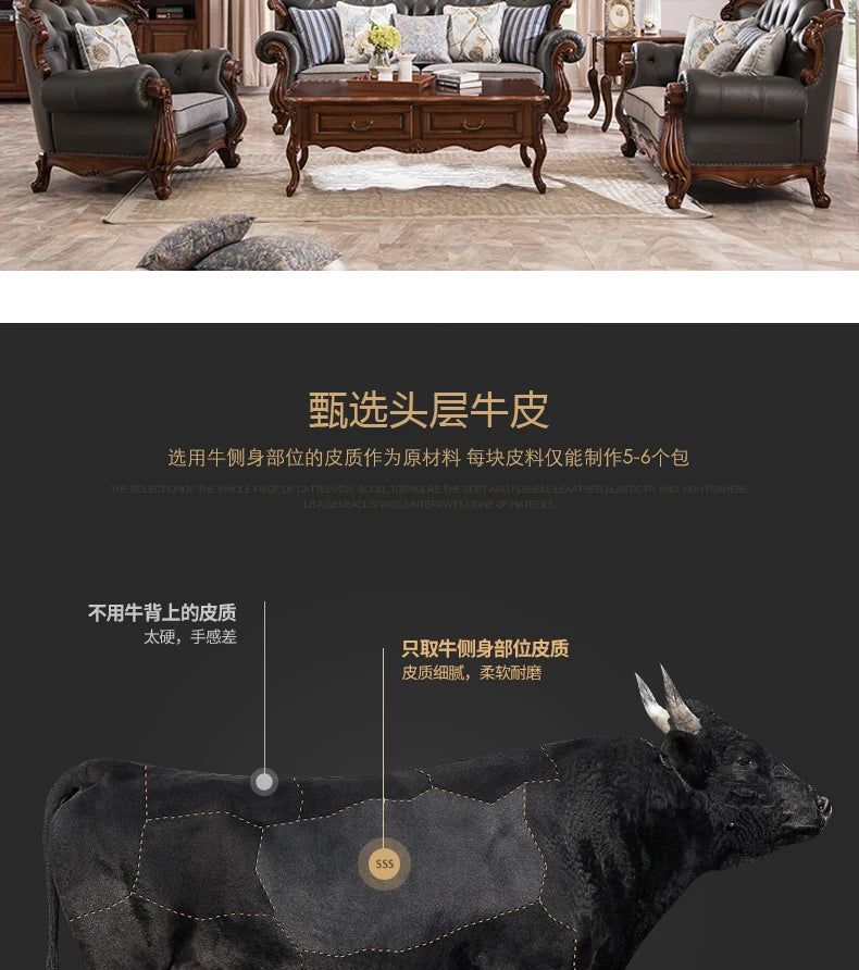 solid wood sofa simple European living room retro combination light luxury neoclassical sofa small apartment