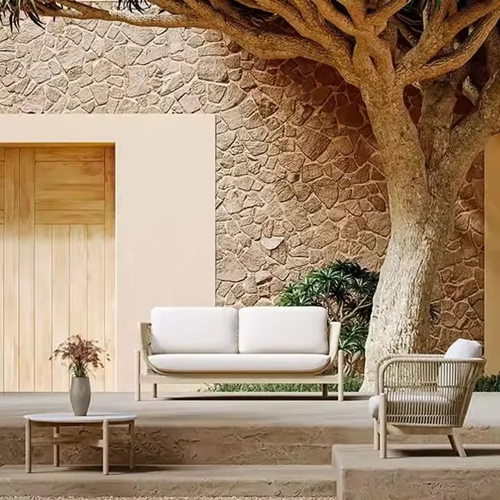 Hot Sales Teak Wood Rope Sofa Set For Home And Outdoor For Living Room Courtyard Hotel Villa Farmhouse