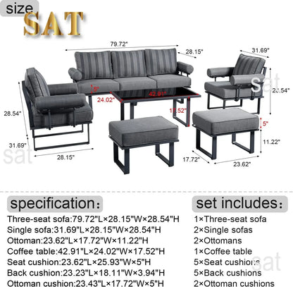 # Hot Aluminum Patio Conversation Set Of 6 Pieces Weather Resistant Outdoor Furniture Sofa Set With Armrest Cushion,Armchairs,Ot
