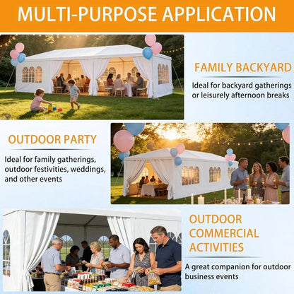 Heavy-Duty Outdoor Party Tent with 8 Removable Sidewalls for Large Backyard Events, Weddings, and BBQs