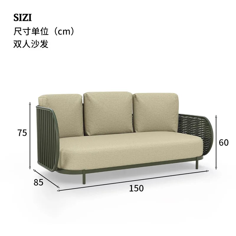 Outdoor sofa combination outdoor courtyard open-air villa living room hotel famous club rattan sofa